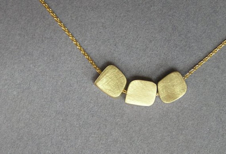 14k Gold Necklace Cubes Necklace Dainty Gold Pendant Necklace image 4