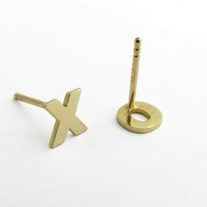 14k Gold Earrings - 14k Gold XO Earrings - 14k Gold Studs - Letters