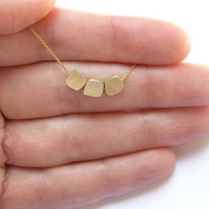 14k Gold Necklace Cubes Necklace Dainty Gold Pendant Necklace image 2