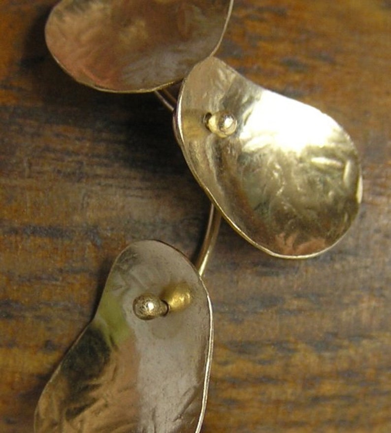 Solid Gold Dangle Earrings Leaves Earrings 14k Gold Etsy