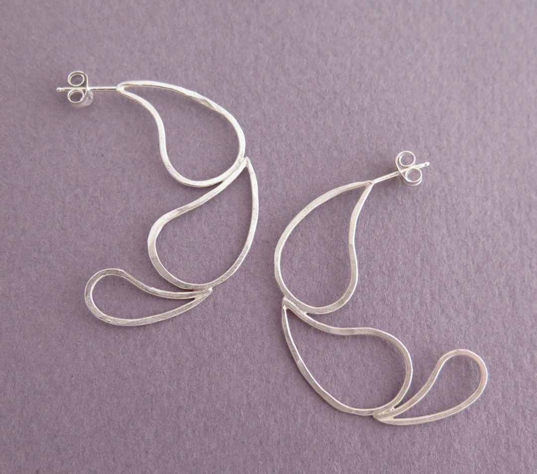 Branch Earrings Sterling Silver Open Hoop Earrings - Etsy