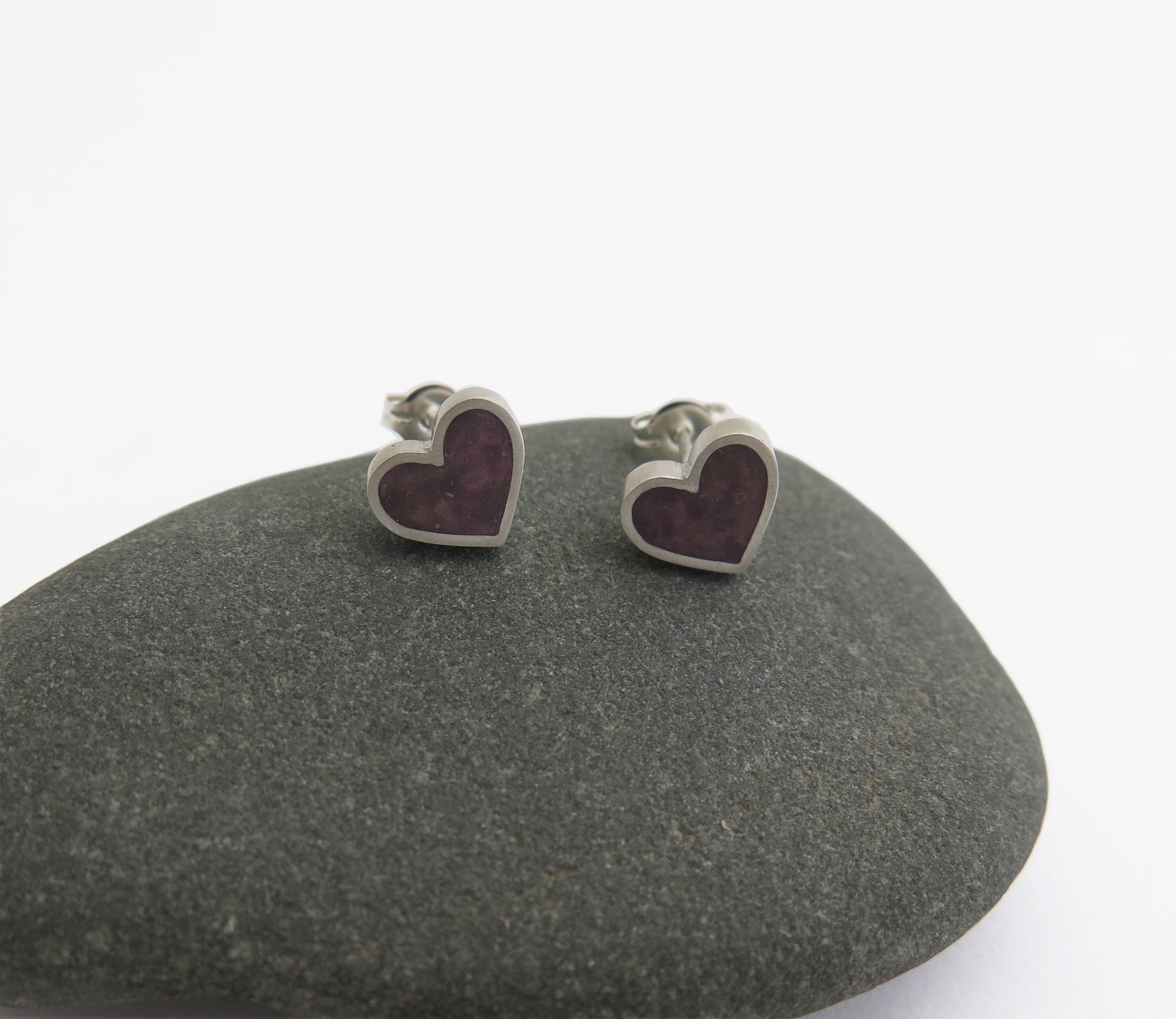 Heart Earrings Heart Studs Silver Stud Earrings Silver - Etsy Israel
