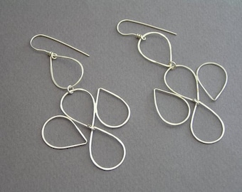 Big Dangle Earrings - Drops Earrings - Sterling Silver Wire