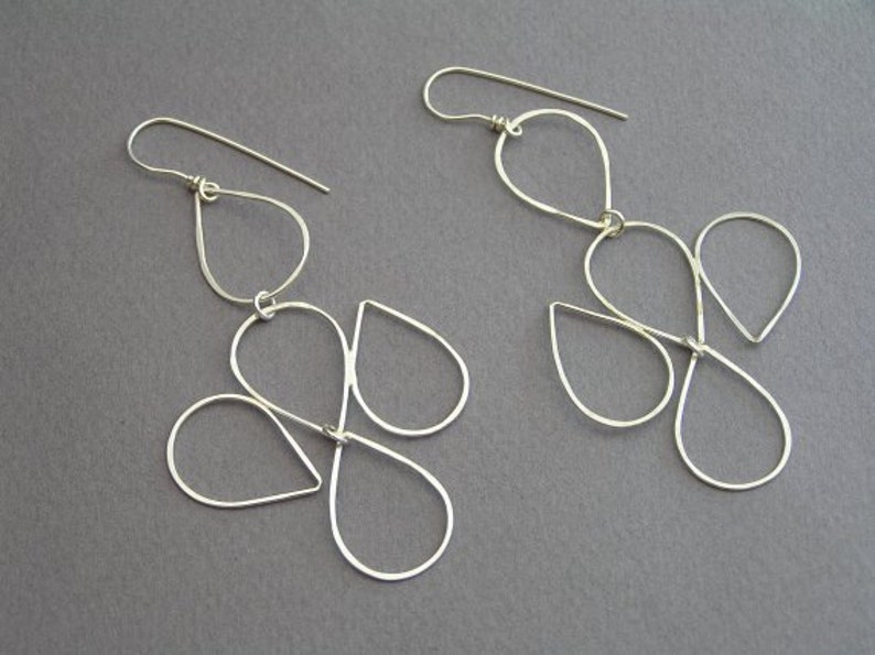 Big Dangle Earrings Drops Earrings Sterling Silver Wire image 1