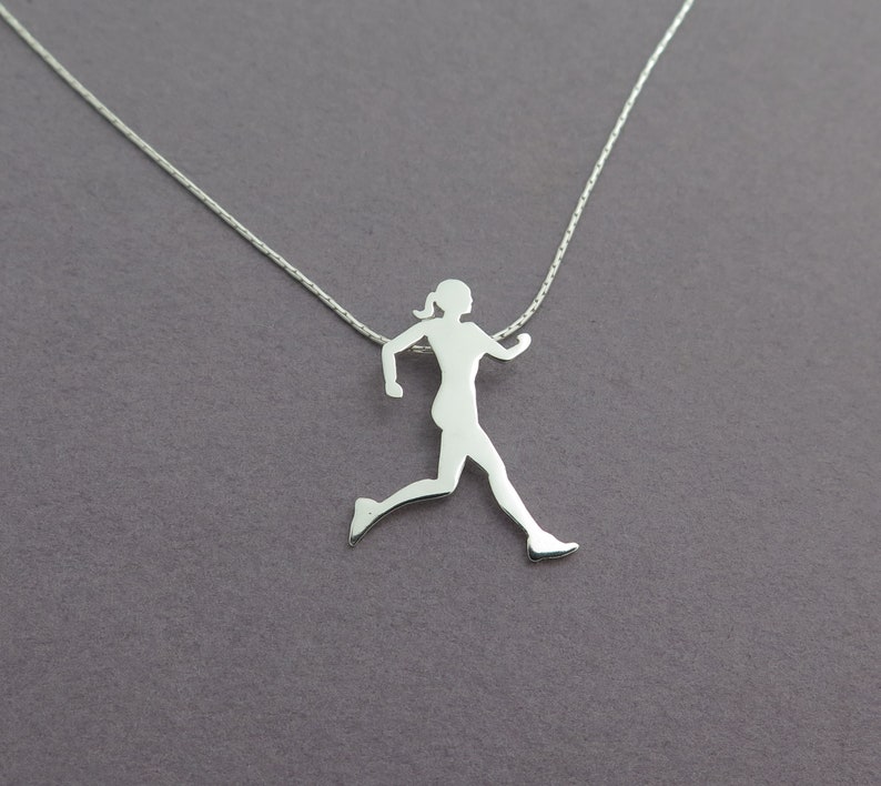 Runner Necklace Running Woman Pendant Sterling Silver Etsy UK