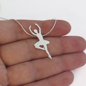 Silver Ballerina Necklace Pendant Ballet Dancer Ballerina Silhouette Hand Cut Sterling Silver image 6