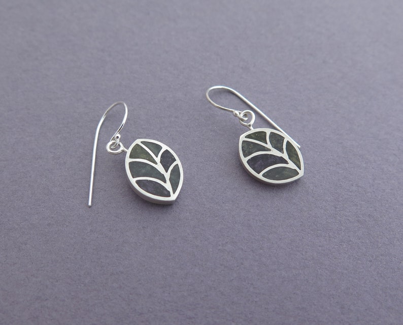 •LEAF CRESCENT• silver dangle earrings