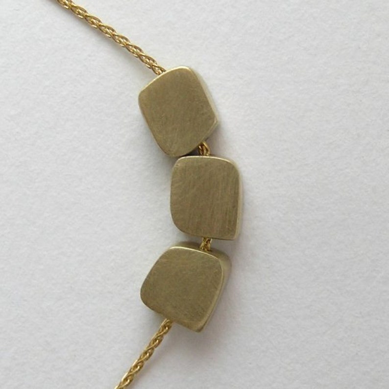 14k Gold Necklace Cubes Necklace Dainty Gold Pendant Necklace image 5