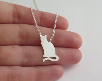 Silver Cat Necklace – Gift for Cat Lover – Sterling Silver