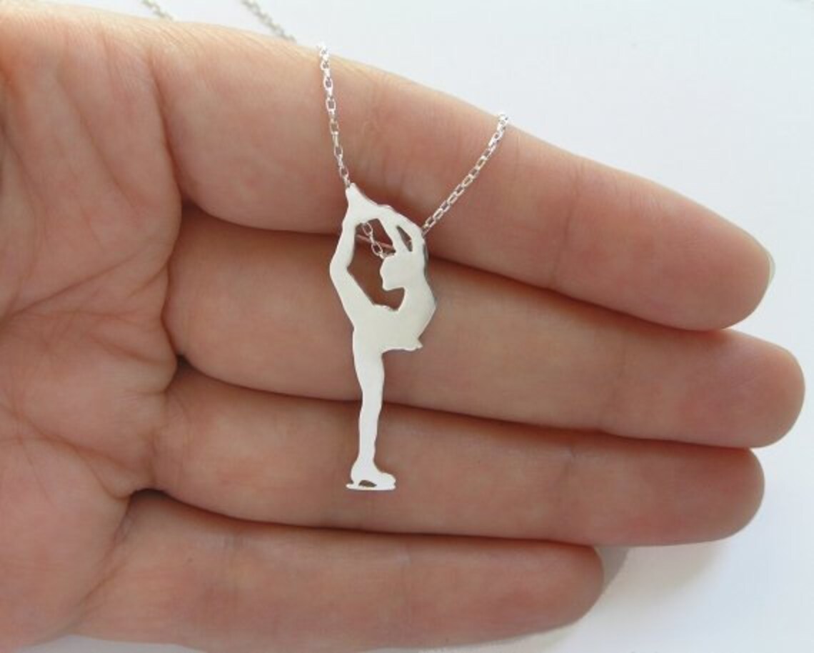 Figure Skater Necklace Pendant Sterling Silver Ice Skating Etsy