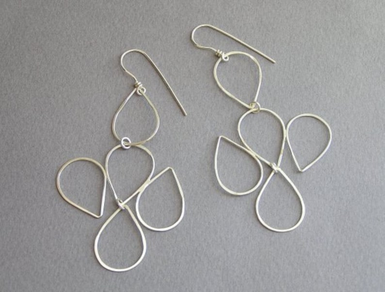 Big Dangle Earrings Drops Earrings Sterling Silver Wire image 3