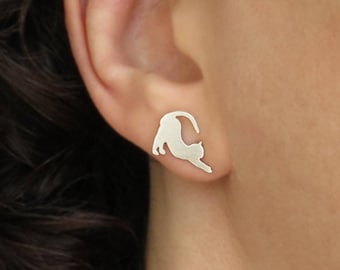 Boucles d’oreilles pour chat, Clous de chat, Boucles d’oreilles pour chat en argent, Cadeau d’amoureux de chat, Boucles d’oreilles en argent sterling, Bijoux pour chats, Cadeau d’amoureux des animaux, Boucles d’oreilles pour animaux