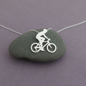 925 Sterling Silver Bicycle Pendant For Women - 35x21.5mm 3D Polished Figure Necklace Charm - View #6