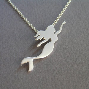 Mermaid Jewelry - Mermaid Necklace Pendant - Swimmer - Nautical Jewelry - Ocean Jewelry - Sterling Silver - Hand Cut