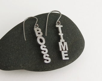 Boss Time Earrings - Bruce Springsteen  Fan Gift - The Boss - Springsteen Jewelry - Sterling Silver