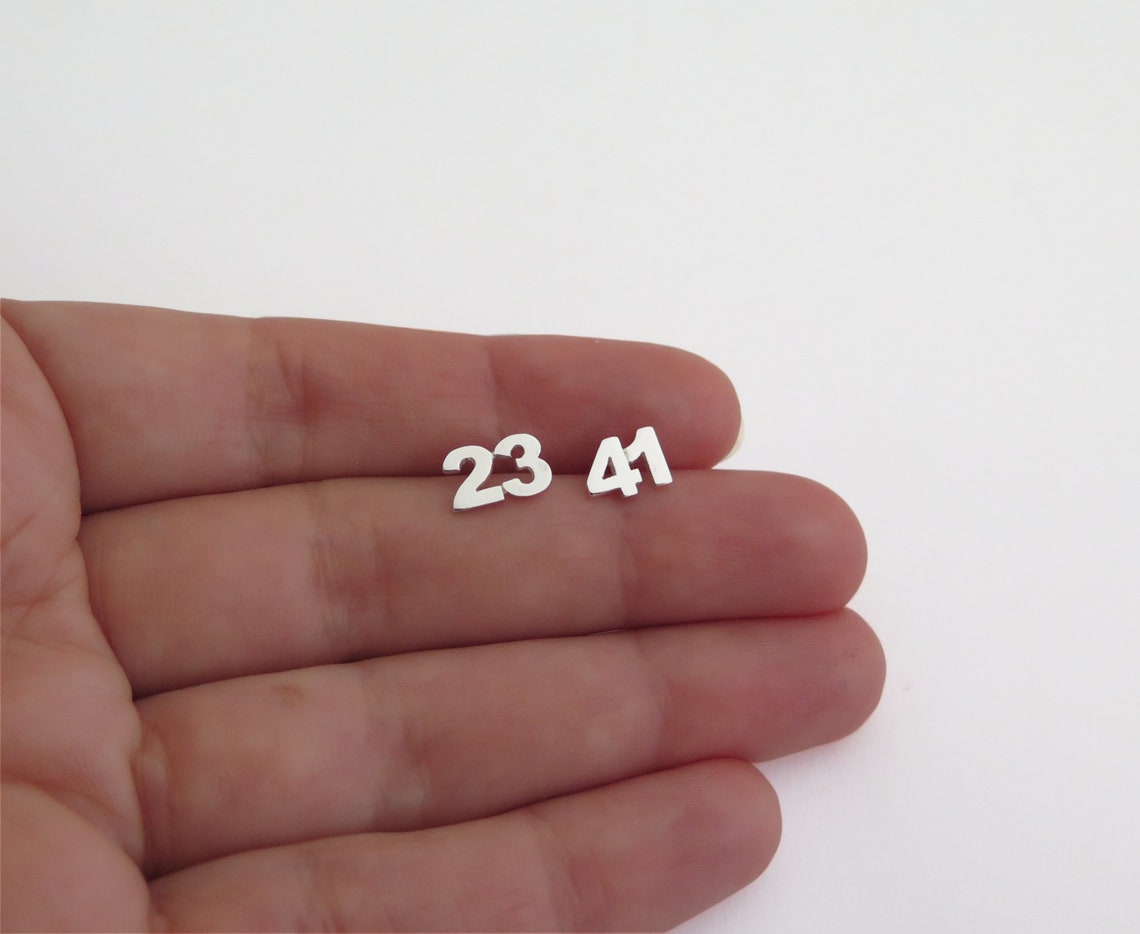 Personalized Earrings Numbers Jewelry Silver Stud Earrings Etsy Israel