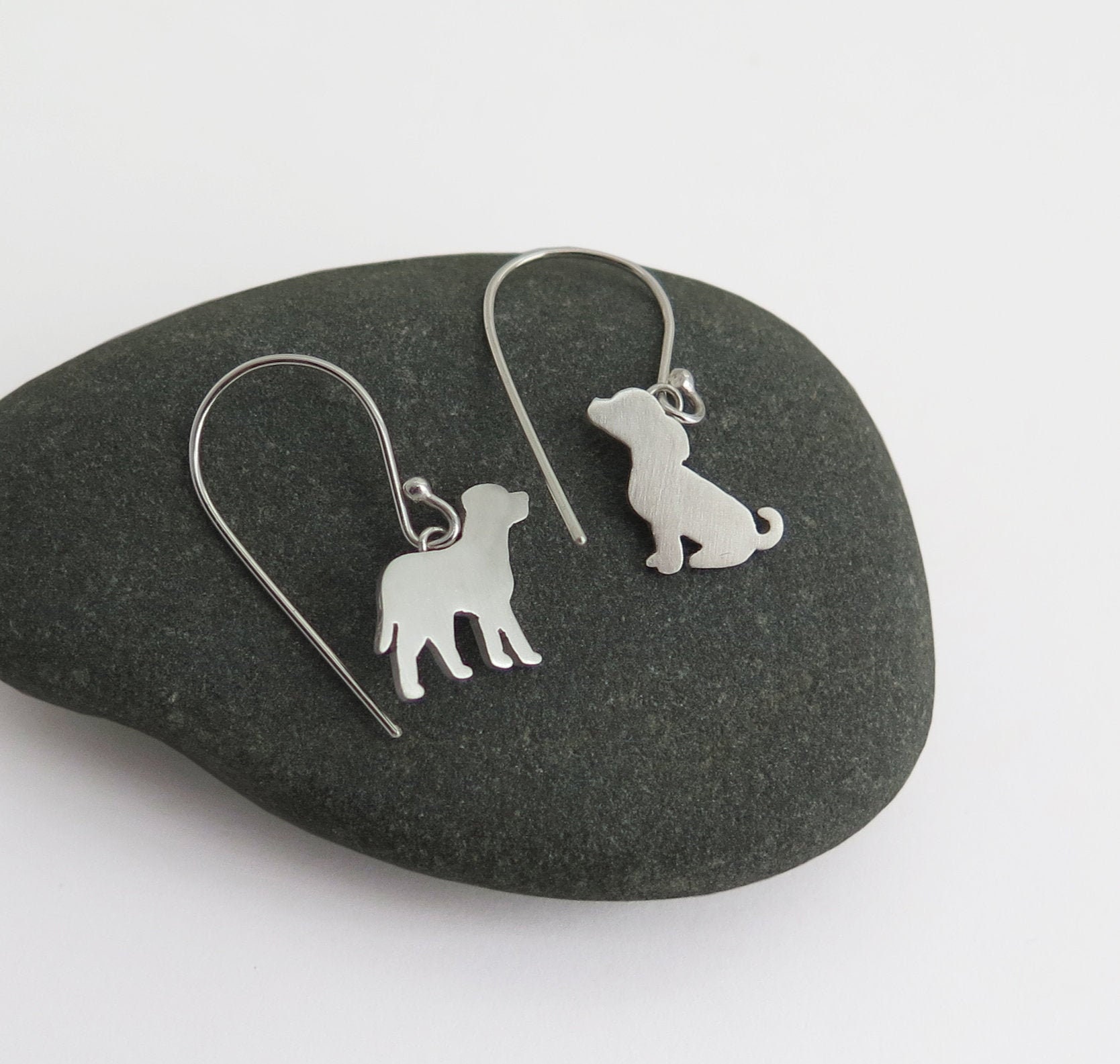 Dog Earrings Silver Dangle Earrings Silver Dog Earrings Etsy
