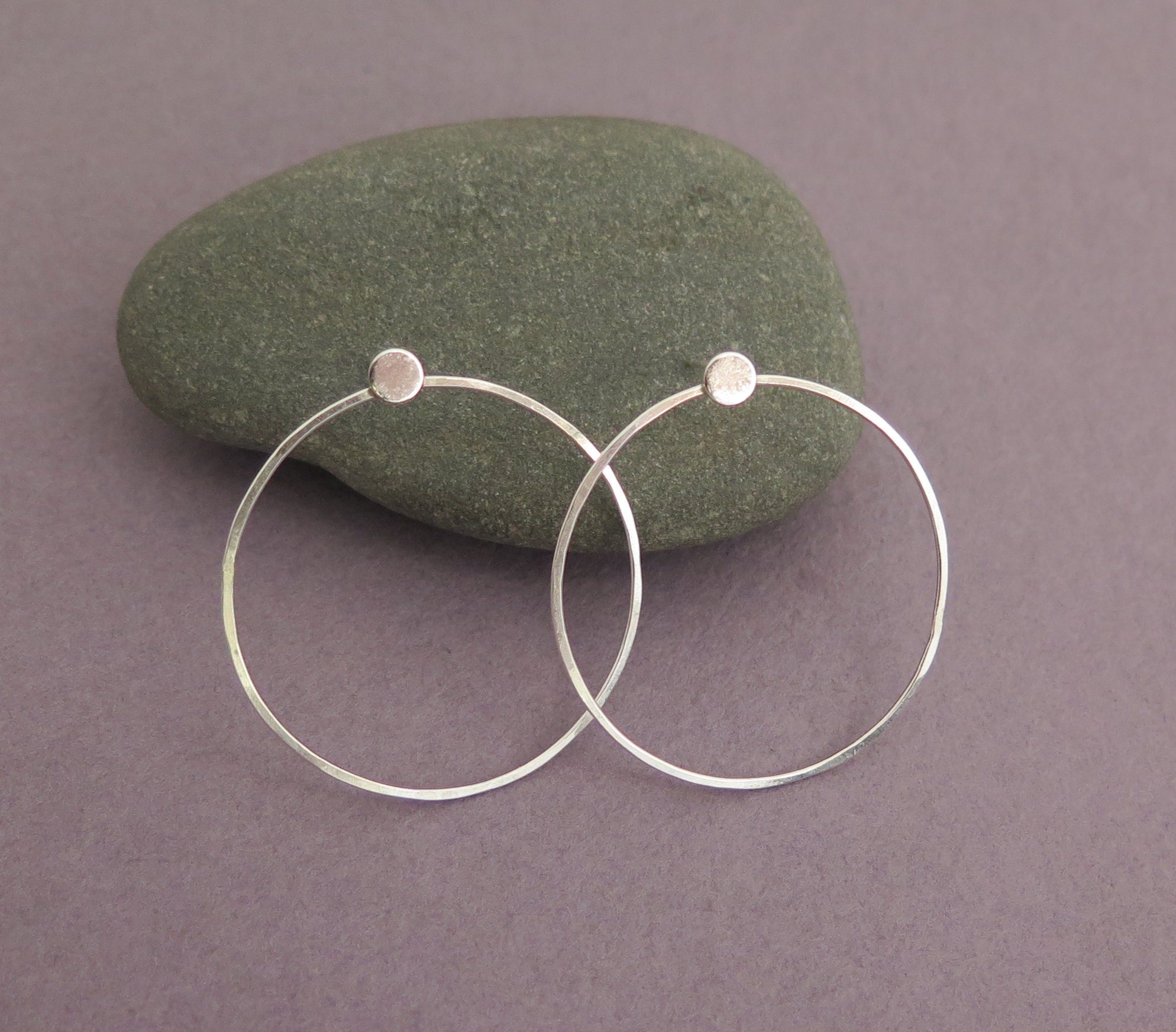 thumbnail image 2 of SAWADEE 925 Silver Circle Earrings – 14mm Diameter – Men Women – Piercing 2 of 6