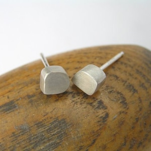 Sterling Silver Stud Earrings - Freeform Cubes
