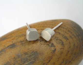 Sterling Silver Stud Earrings - Freeform Cubes