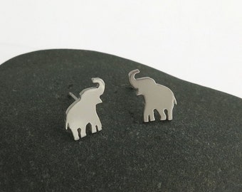 Elephant Earrings - Sterling Silver Studs - Silver Stud Earrings - Small Silver Stud Earrings - Cute  Stud Earrings  -  Animal Lover Gift