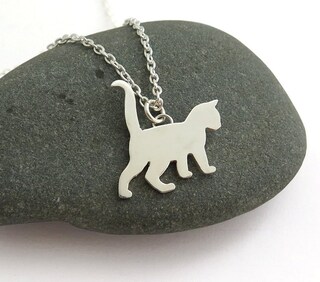 Collana Con Gatto In Argento 925 E Ambra Baltica - Ciondolo Gatto Siamese Per Amanti Dei Gatti