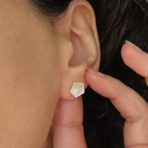 Silver Studs, Geometric Earrings, Silver Stud Earrings, Unique Earrings, Minimalist Earrings, Polygon Earrings, Spike Earrings, Pentagon