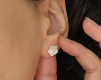 Silver Studs, Geometric Earrings, Silver Stud Earrings, Unique Earrings, Minimalist Earrings, Polygon Earrings, Spike Earrings, Pentagon