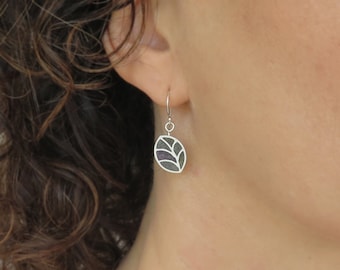 Leaf Earrings, Sterling Silver Dangle Earrings, Green Leaf Earrings, Nature Inspired Jewelry, Dangle Leaf Earrings, Unique Dangle Earrings