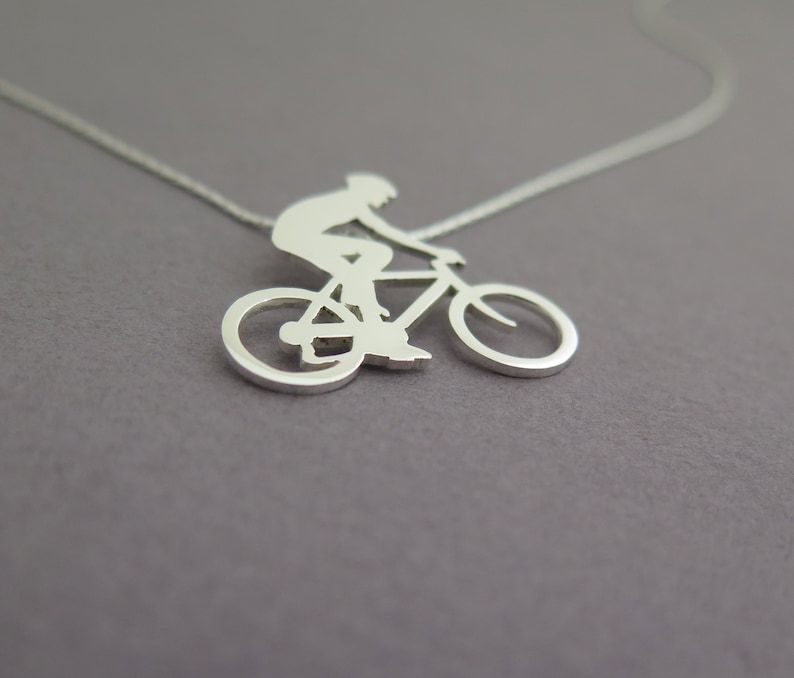 Bicycle Necklace Pendant Bike Rider Pendant Sterling Etsy