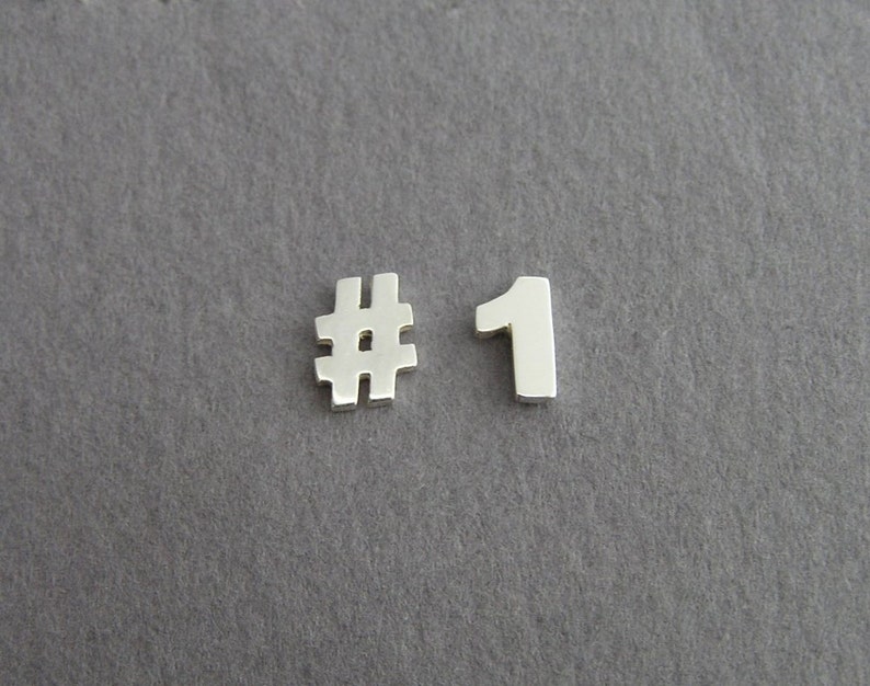  Number  one  Earrings Hashtag  and Number  Studs Sterling Etsy