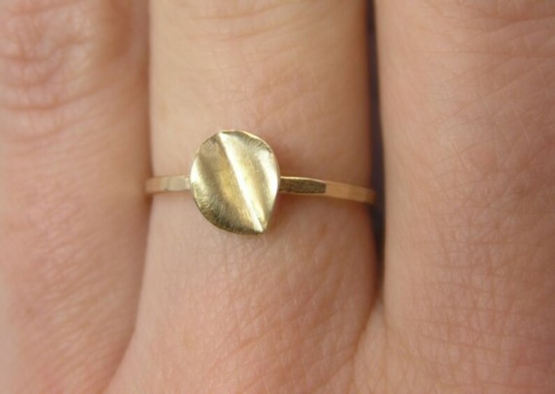 14k Gold Ring, Leaf Ring, Gold Ring for Women, Solid Gold Ring, Leaf Jewelry, Thin Gold Ring, Dainty Gold Ring, Minimalist Jewelry image 1