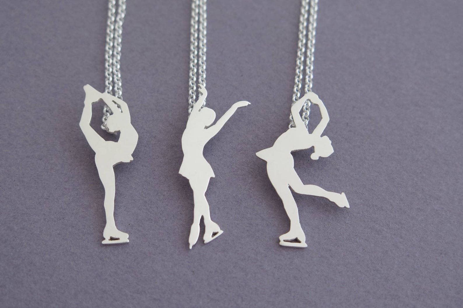 Figure Skater Necklace Pendant Sterling Silver Ice Skating Etsy
