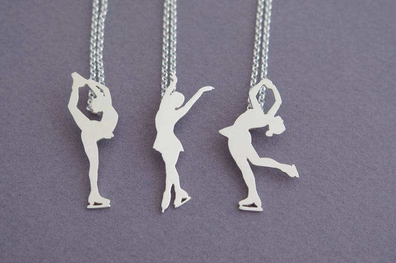 Figure Skater Necklace Pendant Sterling Silver Ice Skating Etsy