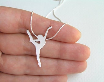 Dancer Necklace Pendant - Ballerina Necklace - Ballet Dancer Silhouette - Ballet Jewelry - Sterling Silver