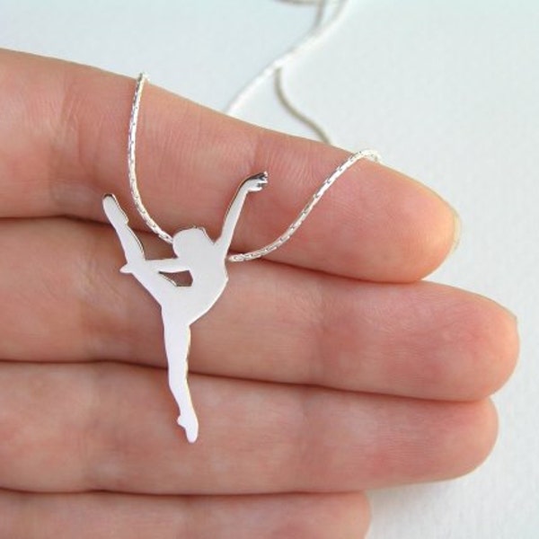 Dancer Necklace Pendant - Ballerina Necklace - Ballet Dancer Silhouette - Ballet Jewelry - Sterling Silver