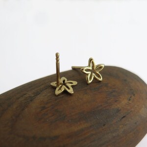 14k Gold Flower Studs 14k Gold Flower Earrings Small Flower Studs Solid Gold Earrings Dainty Earrings 14k Gold Minimalist Earrings image 4