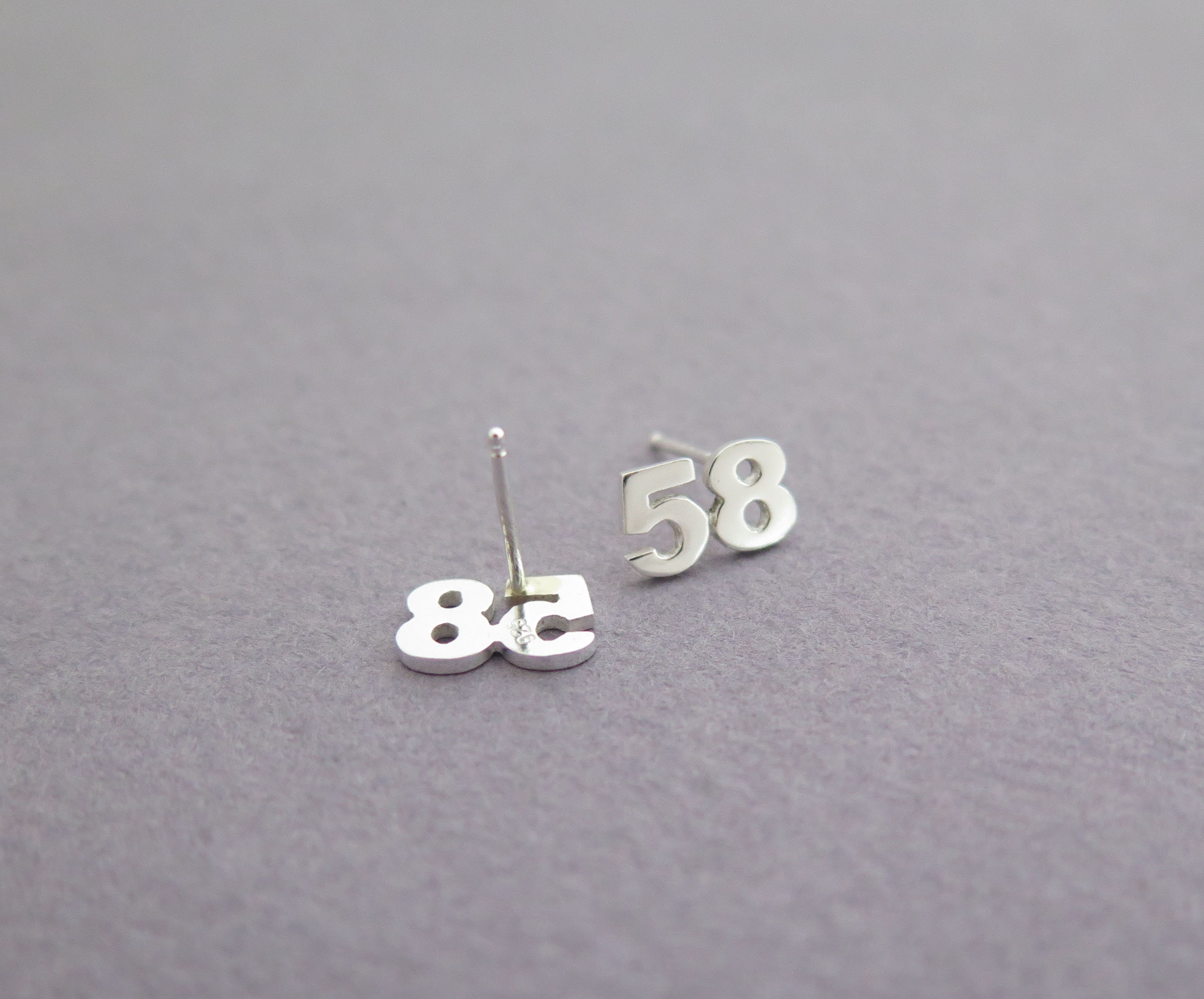 Personalized Earrings Numbers Jewelry Silver Stud Earrings Etsy Israel