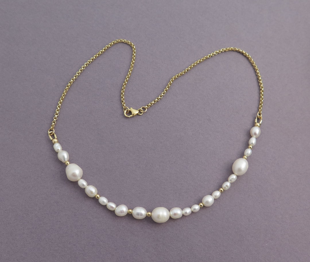 Pearl Necklace for Women Gold Pearl Necklace Pearl Chain Etsy Israel