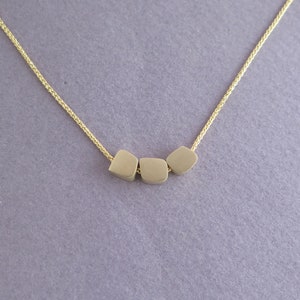 14k Gold Necklace Cubes Necklace Dainty Gold Pendant Necklace image 9