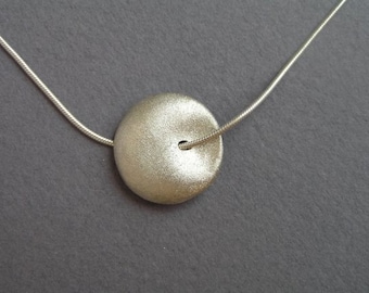 Sterling Silver Necklace Pendant - Puffy Bead Pendant - Round Pendant