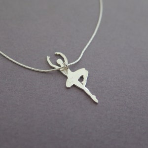 Silver Ballerina Necklace Pendant Ballet Dancer Ballerina Silhouette Hand Cut Sterling Silver image 5