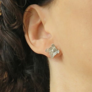 Silver Flower Earrings, Flower Stud Earrings, Silver Stud Earrings, Unique Earrings, Flower Earrings, Unique Studs, Flower Jewelry