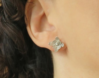 Silver Flower Earrings, Flower Stud Earrings, Silver Stud Earrings, Unique Earrings, Flower Earrings, Unique Studs, Flower Jewelry