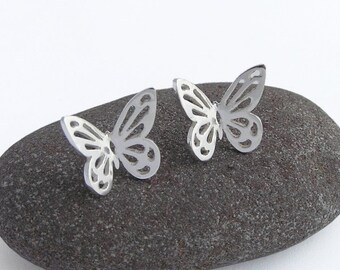 Butterfly Earrings  - Lacy Butterfly Studs - Sterling Silver Post Earrings