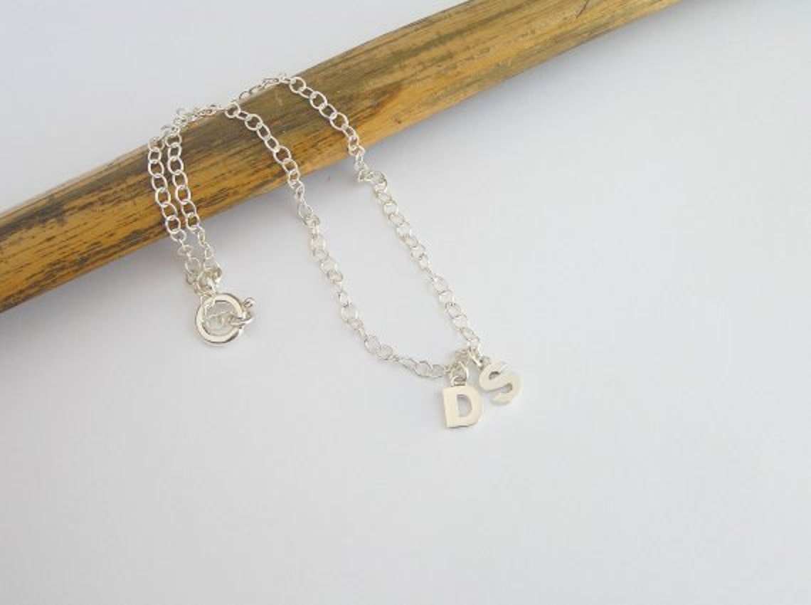 Ankle Bracelet Initials Bracelet Silver Anklet Letters Etsy