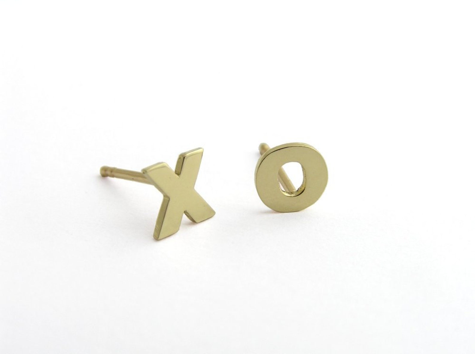 14k Gold Earrings 14k Gold XO Earrings 14k Gold Studs - Etsy