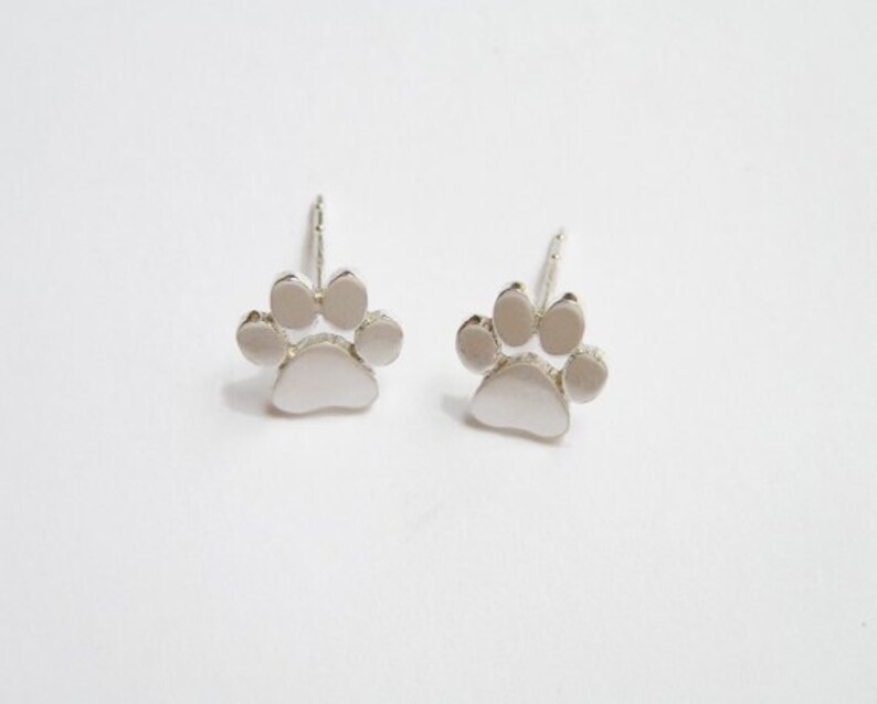 Paw Print Earrings Silver Stud Earrings Cats and Dogs Paws - Etsy