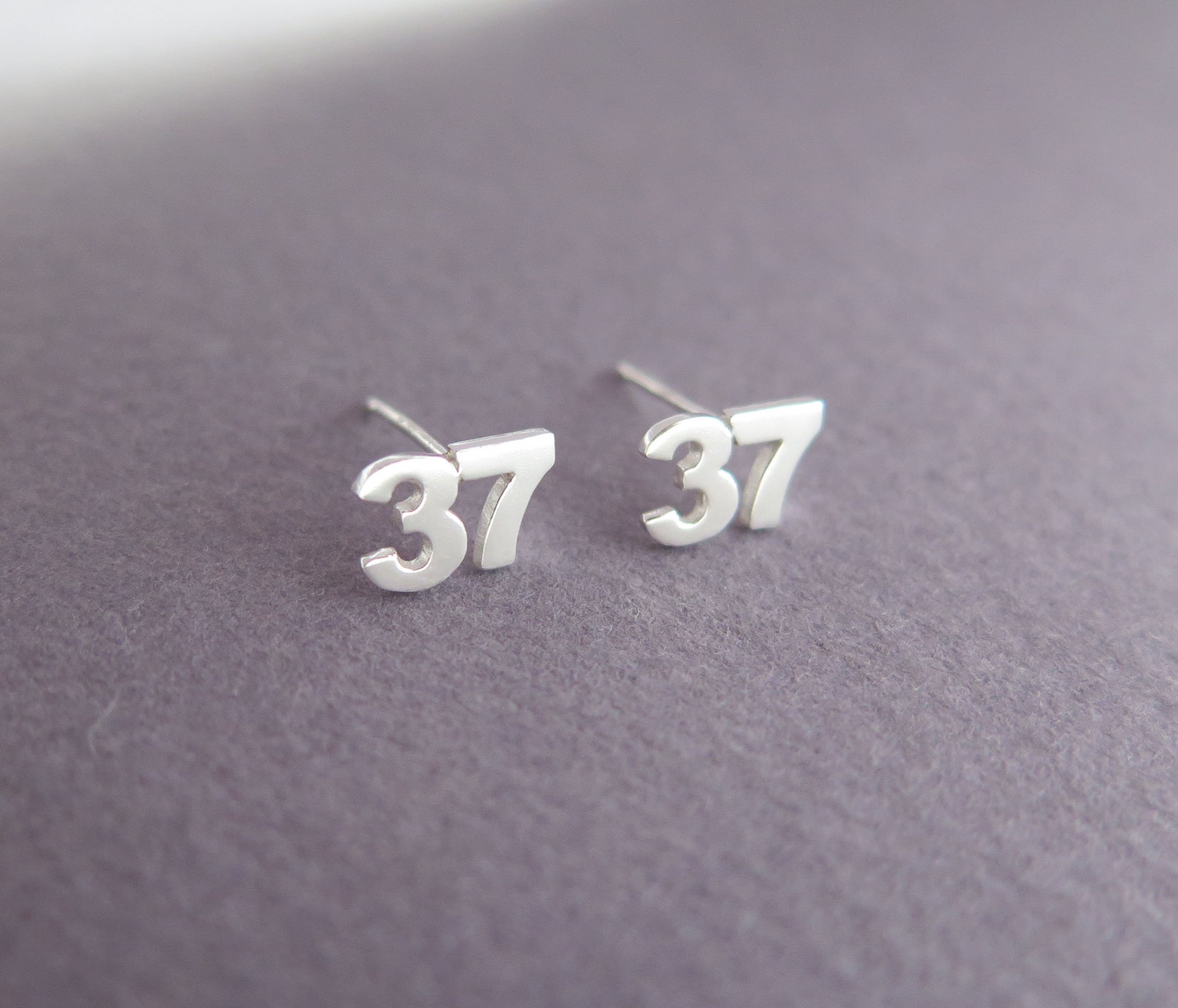 Number Earrings Personalized Earrings Silver Stud Earrings Etsy