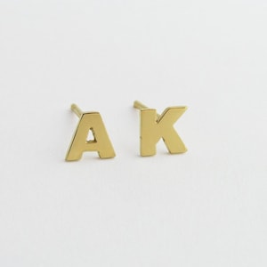Initial Earrings - 14k Gold Letters Earrings - 14k Gold Studs -  Minimalist Earrings - Solid Gold Earrings -  Personalized Earrings
